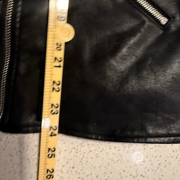 Missguided Black Faux Leather Moto Biker Jacket Black Zip Up Women 8 Edgy Winter - Picture 9 of 9
